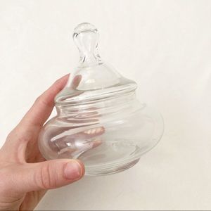 Blown glass lidded jar container candy dish